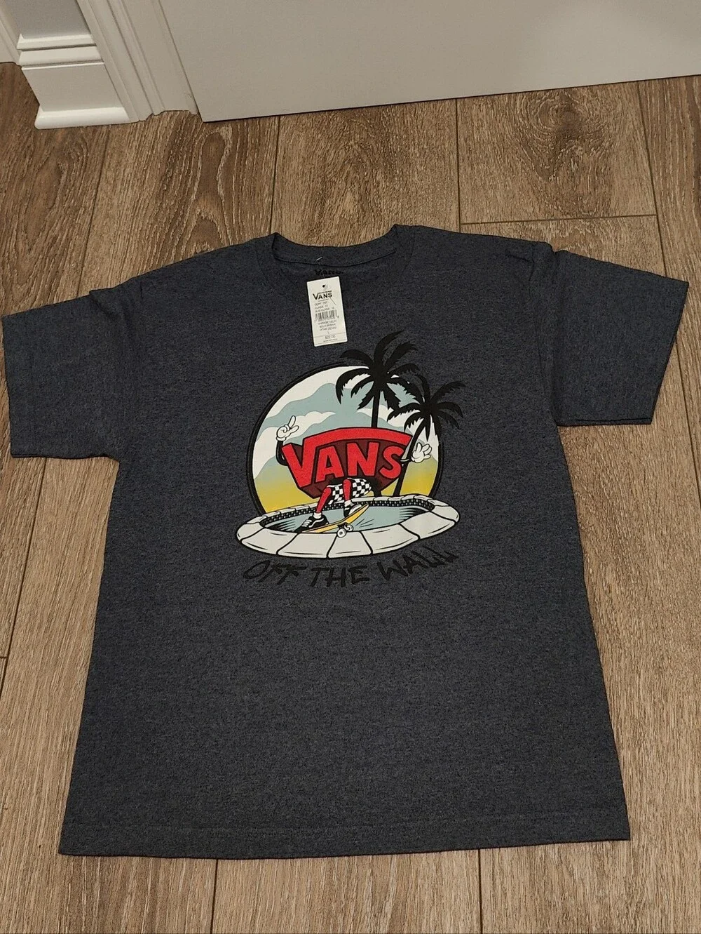 Vans Youth Heather Navy Graphic Surf Tee with Red Logo